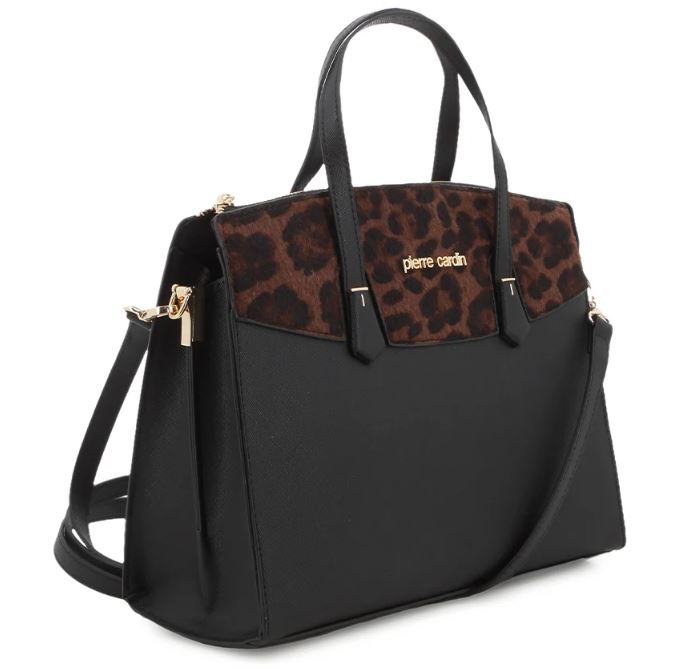 Pierre Cardin Cherie Structured HandBag Black Leopard
