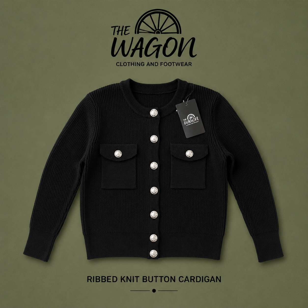 TWWC Ladies Gold Button Up Cardigan