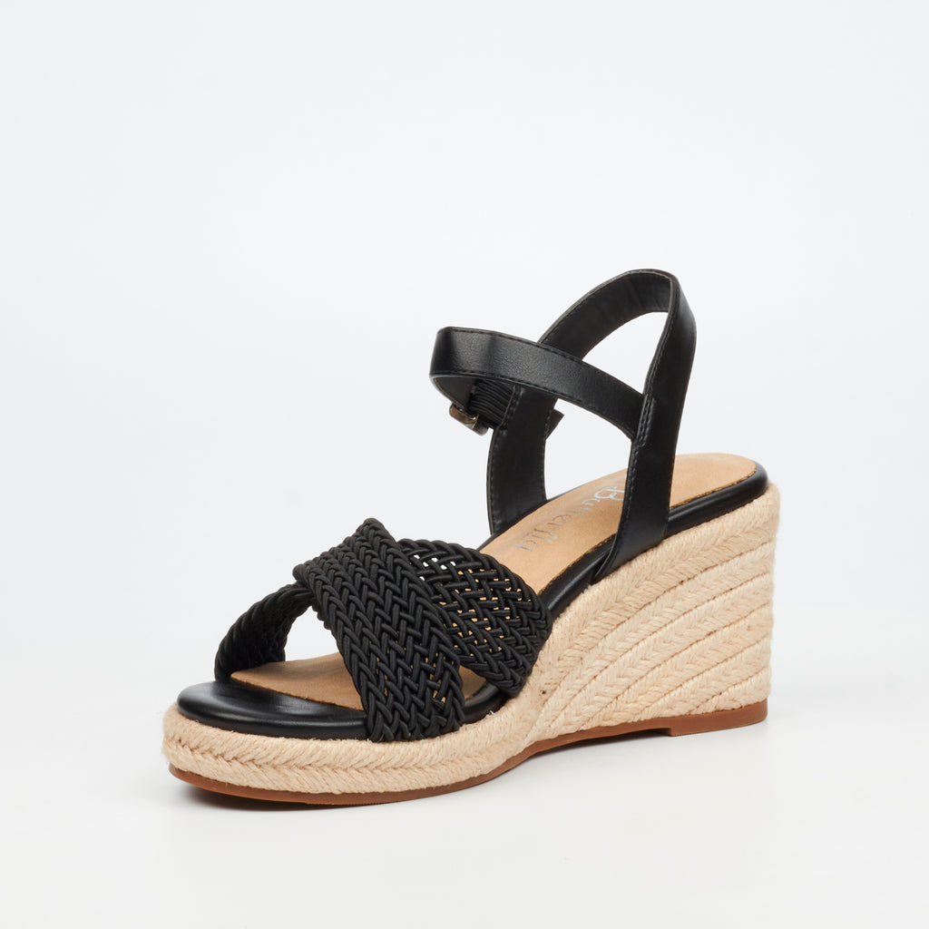 Butterfly Feet Escada 2 Black Ladies Wedge