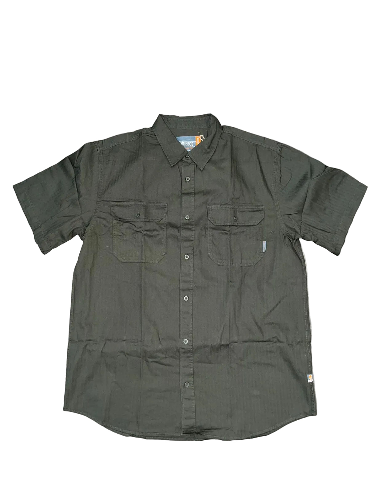 Kakiebos Mens Classic Fit S/S Woven Shirt - Fatigue Green