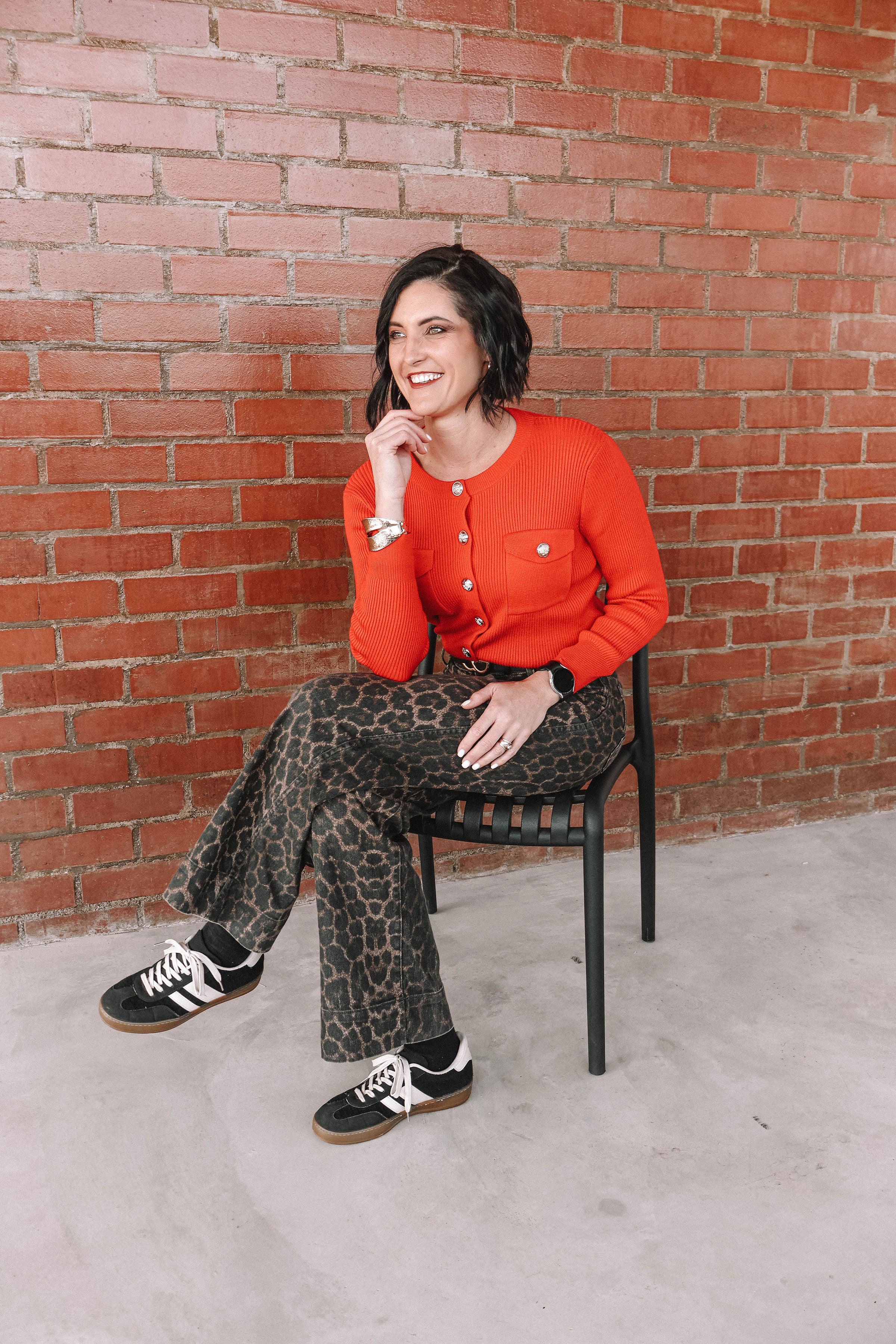 TWWC Ladies Gold Button Up Cardigan