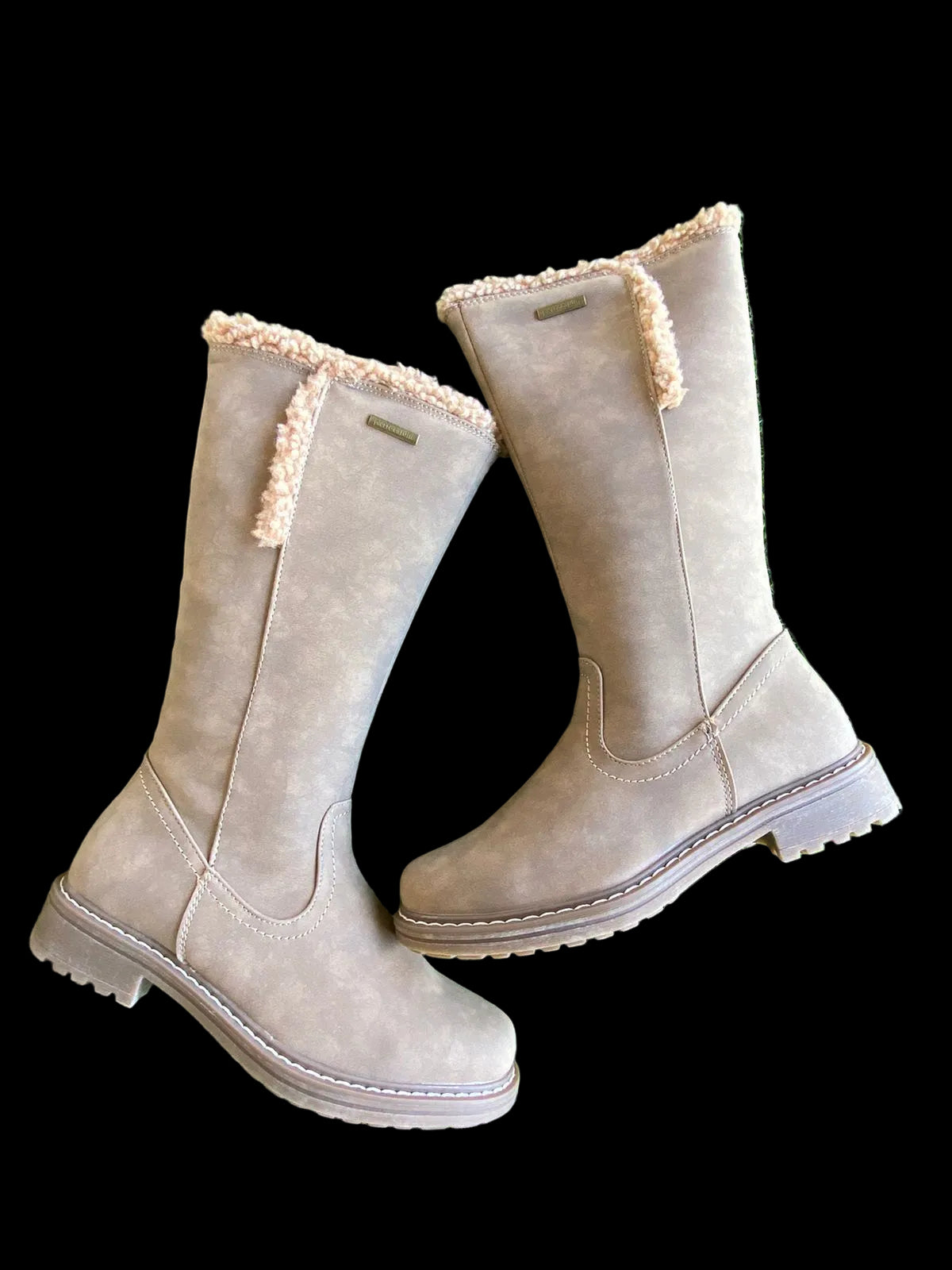 Pierre Cardin Nubuck Pu sheep fur collar -lined inside leg zip boot