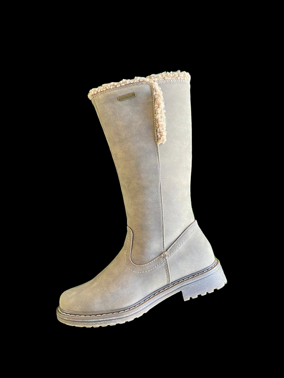 Pierre Cardin Nubuck Pu sheep fur collar -lined inside leg zip boot