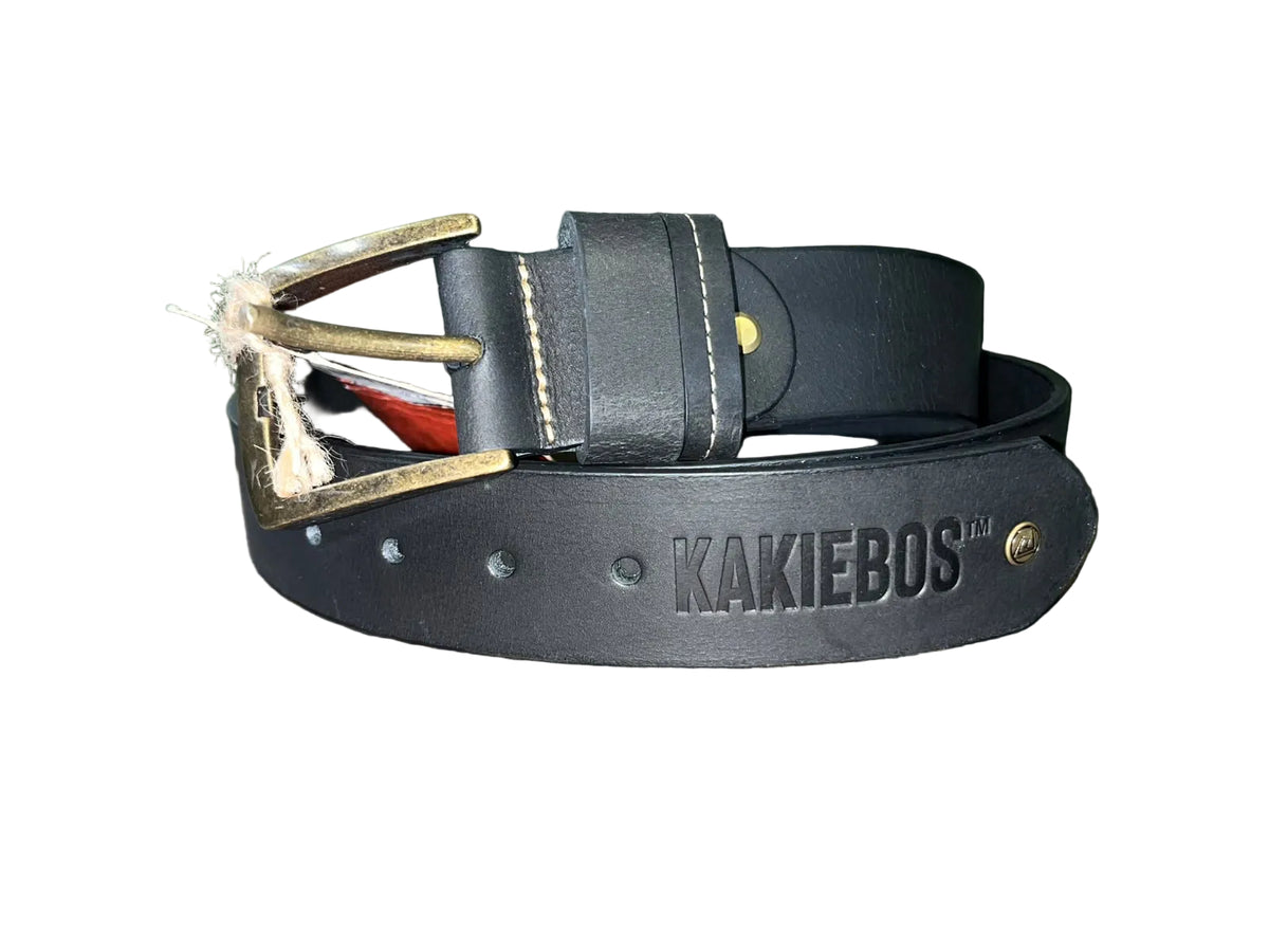 Kakie bos Mens Leather Embossed Belt - Black