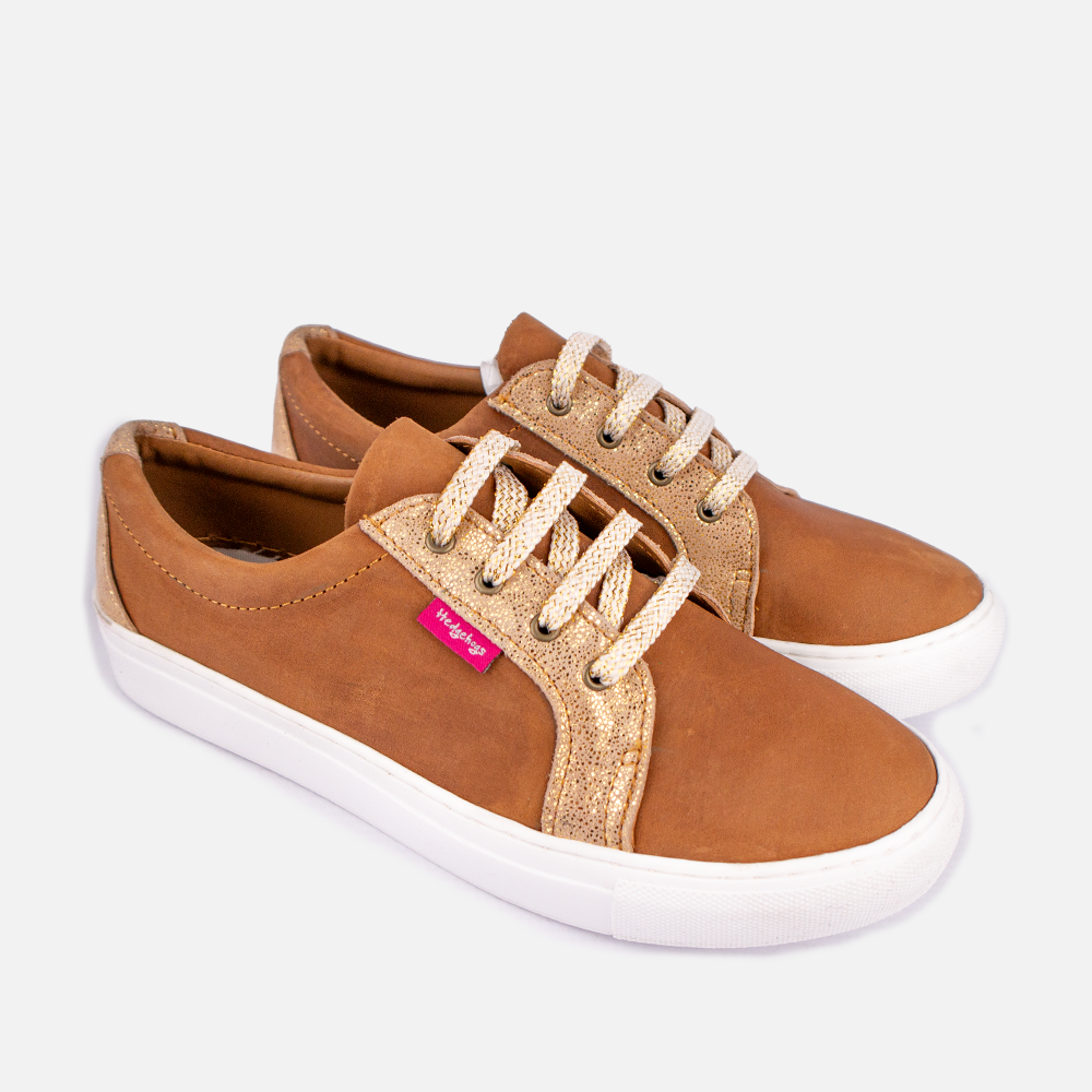 Hedgehog Ladies Katrina Stargaze Leather Waxy Tan/Sparkle Sneaker