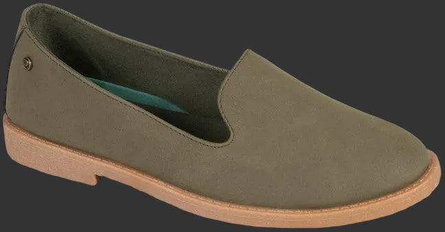 Pierre Cardin Ladies Soft nubuck Pu comfort slip on - Olive